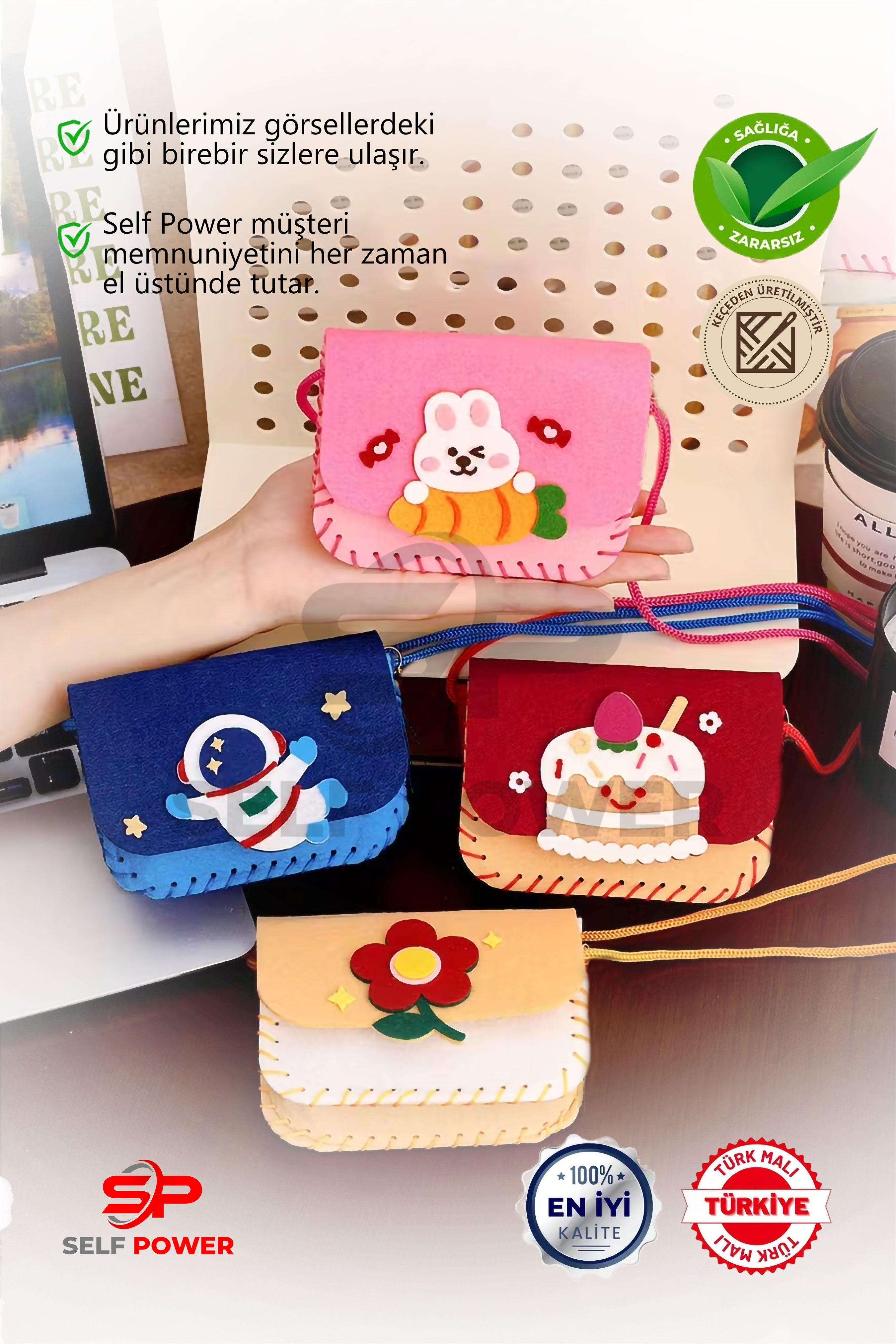 4 Adet Keçe'den üretilmiş Eğitici Fiğürlü Şık Motor beceri gelişimi çanta dikiş Kiti ip iğne dahil