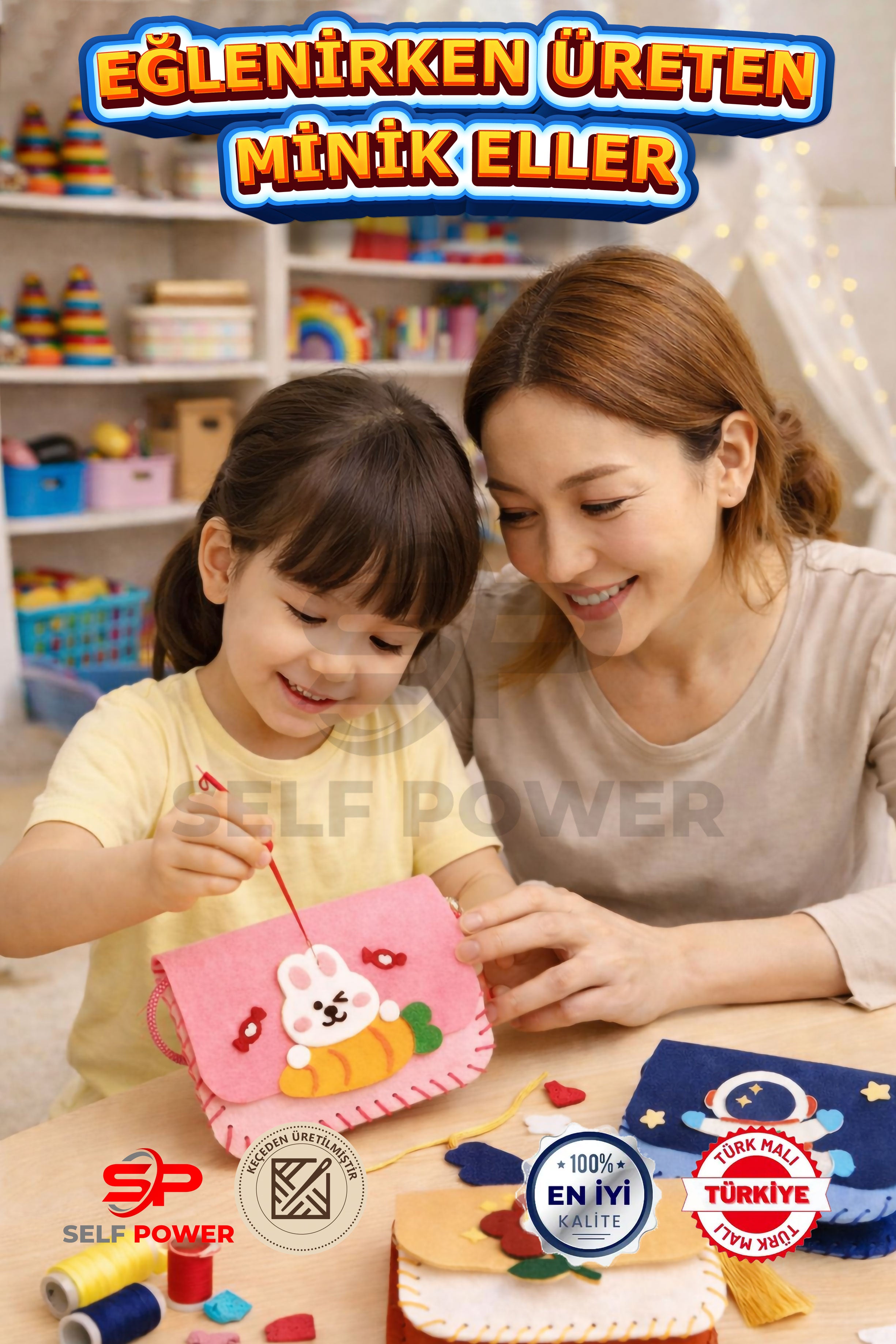 4 Adet Keçe'den üretilmiş Eğitici Fiğürlü Şık Motor beceri gelişimi çanta dikiş Kiti ip iğne dahil