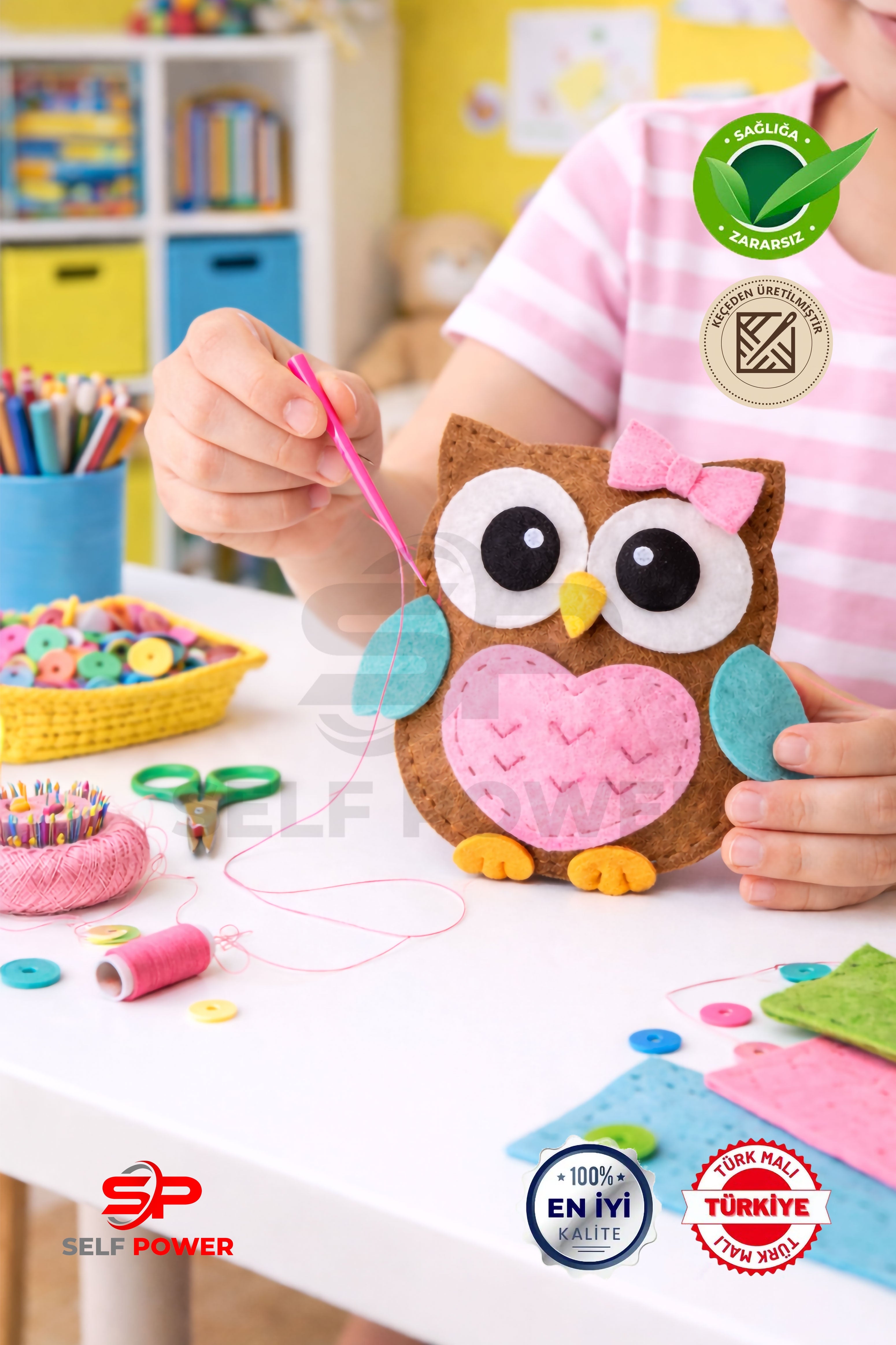 TOPTAN 10  ADET BAYKUŞ FİGÜRLÜ KEÇE DİKİŞ SETİ İP,İĞNE,ELYAF DAHİL BÜYÜK BOY